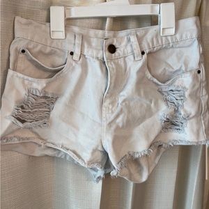 White jean shorts
